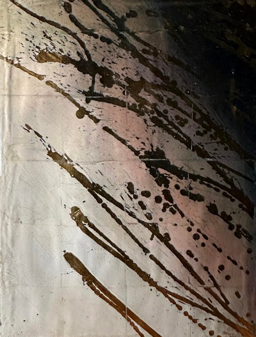 Coral Reef Gold Leaf Acrylic on Paper by Steve Jensen 1983, Framed - 2