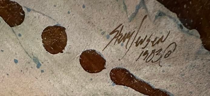 Coral Reef Gold Leaf Acrylic on Paper by Steve Jensen 1983, Framed - 3