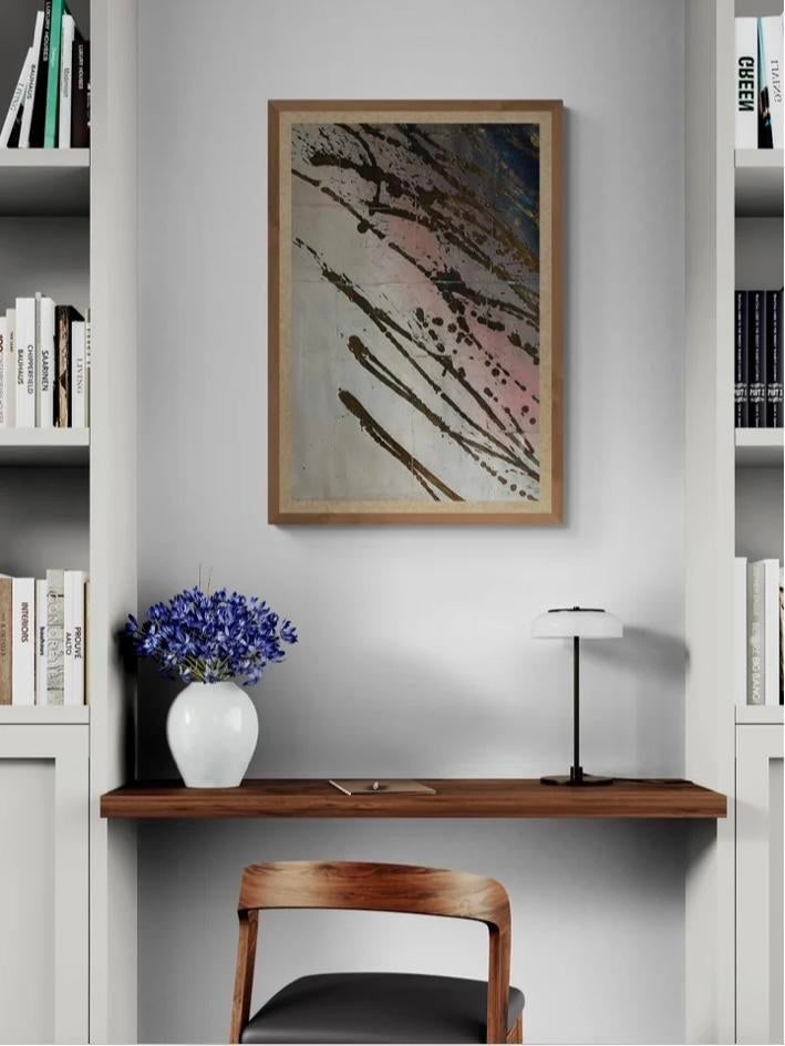 Coral Reef Gold Leaf Acrylic on Paper by Steve Jensen 1983, Framed - 5