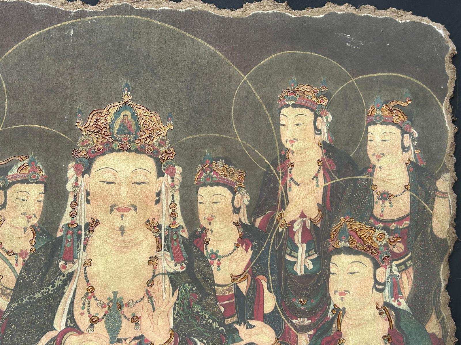 Oriental Tong Dynasty Style Bodhisattva Painting on Paper Mache Wall Art - 10