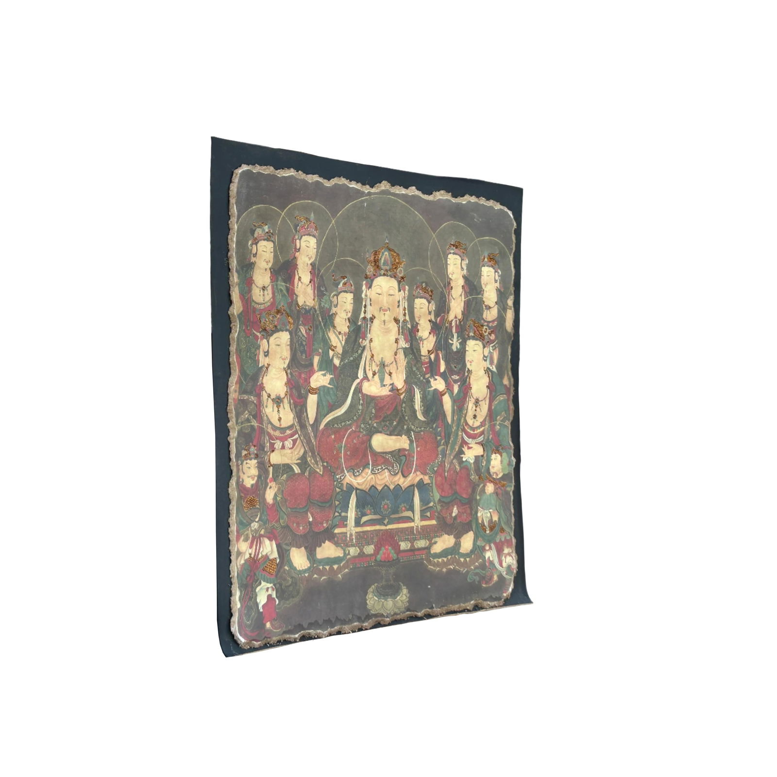 Oriental Tong Dynasty Style Bodhisattva Painting on Paper Mache Wall Art - 3