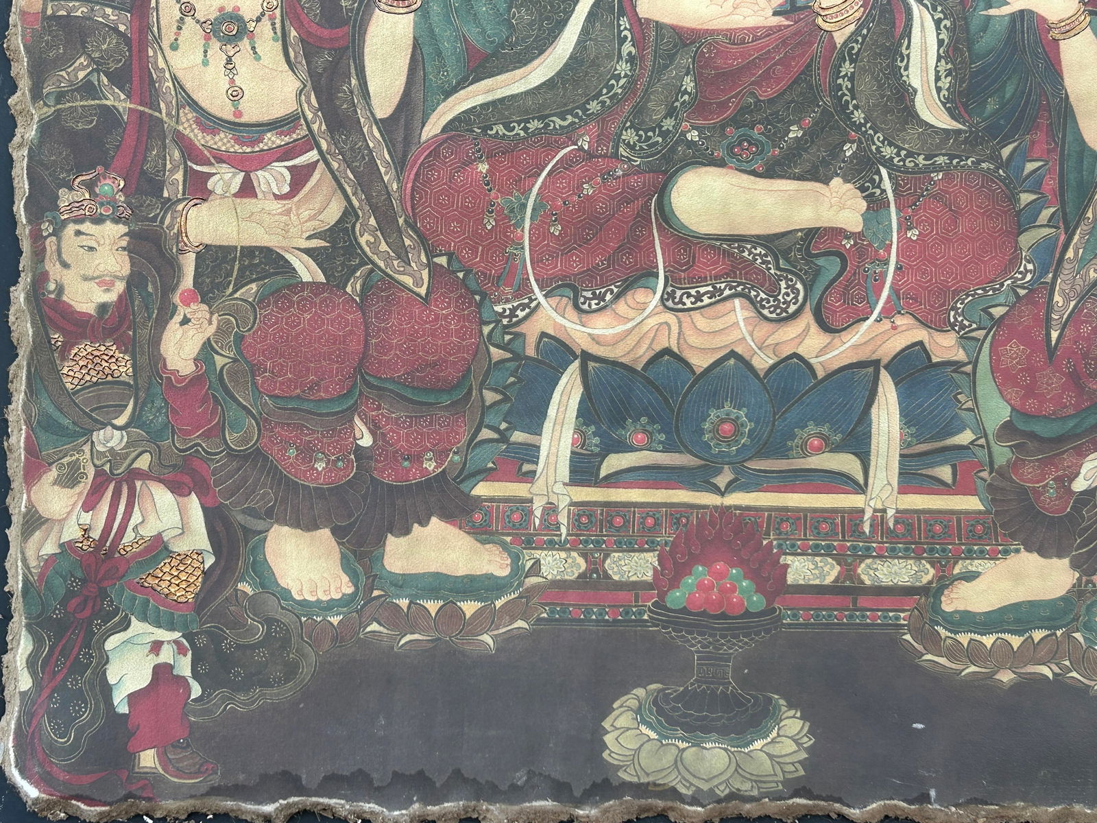 Oriental Tong Dynasty Style Bodhisattva Painting on Paper Mache Wall Art - 5