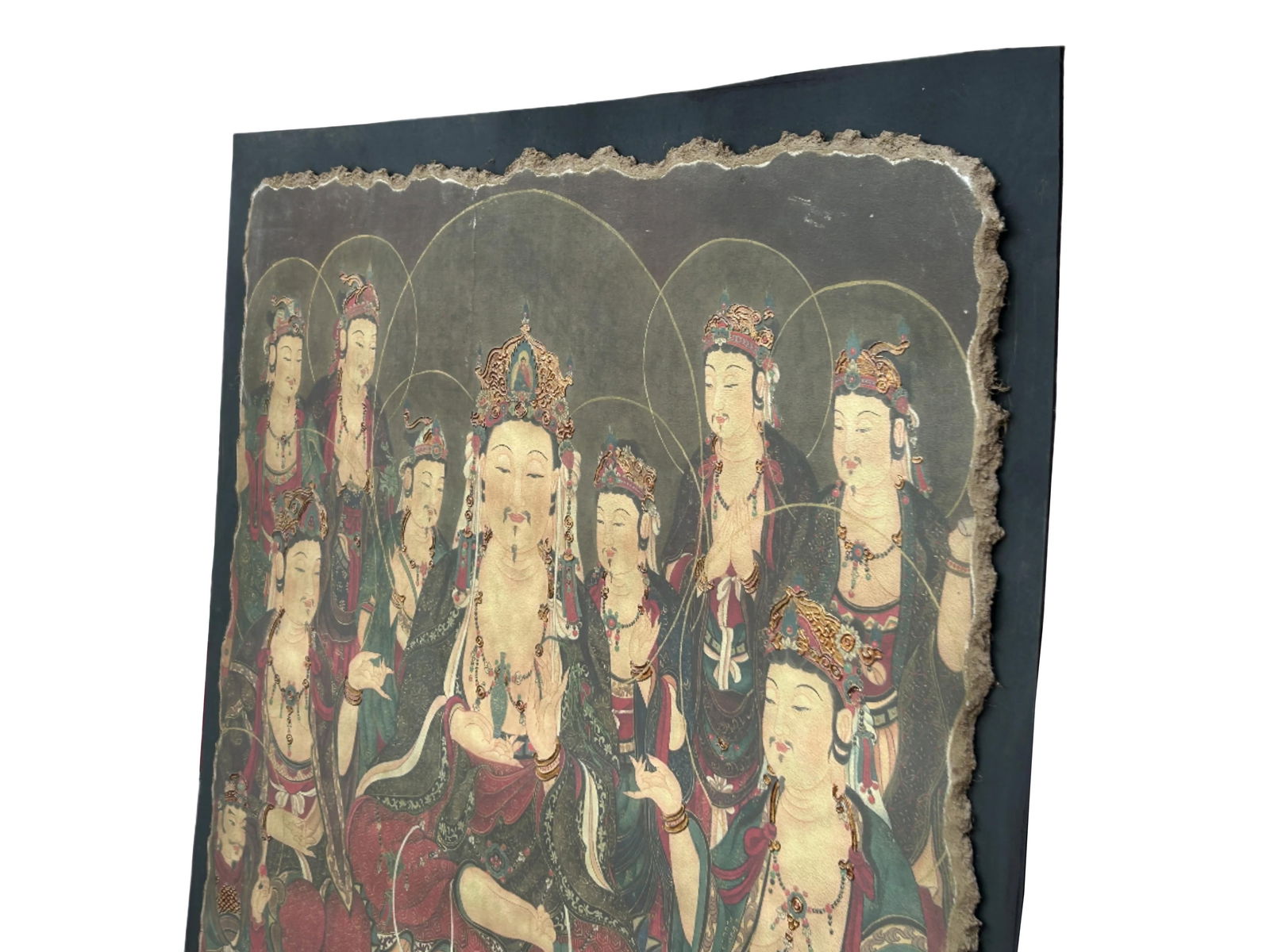 Oriental Tong Dynasty Style Bodhisattva Painting on Paper Mache Wall Art - 7