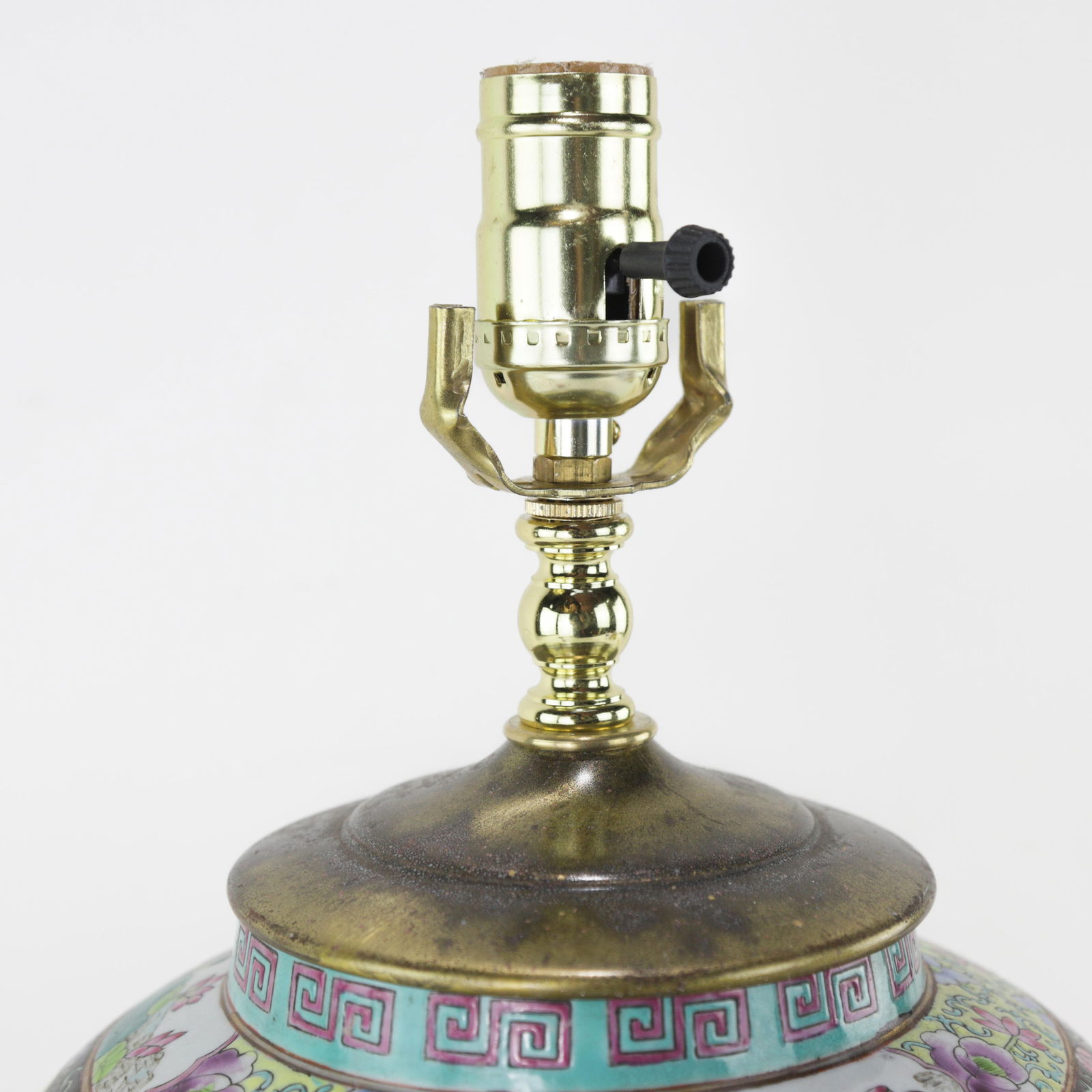 Chinese Famille Noire Porcelain Table Lamp With Birds & Florals - 3