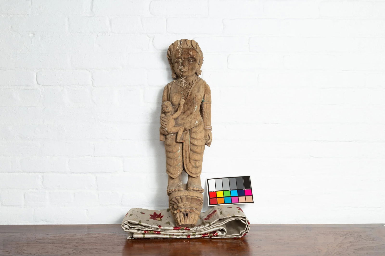 Hand Carved Indian Temple Carving Statue from Gujarat Depicting Mother and Child - 10