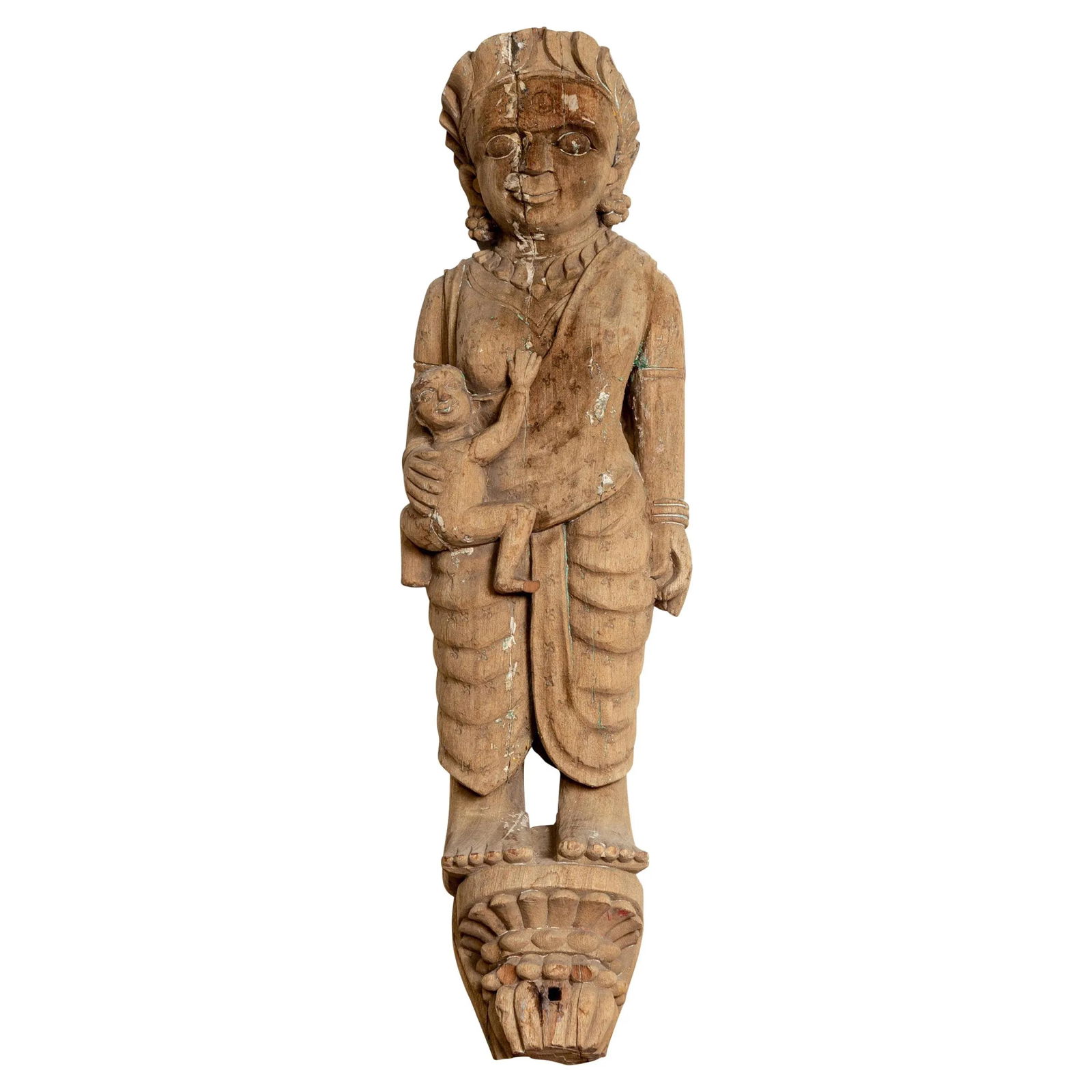 Hand Carved Indian Temple Carving Statue from Gujarat Depicting Mother and Child - 13