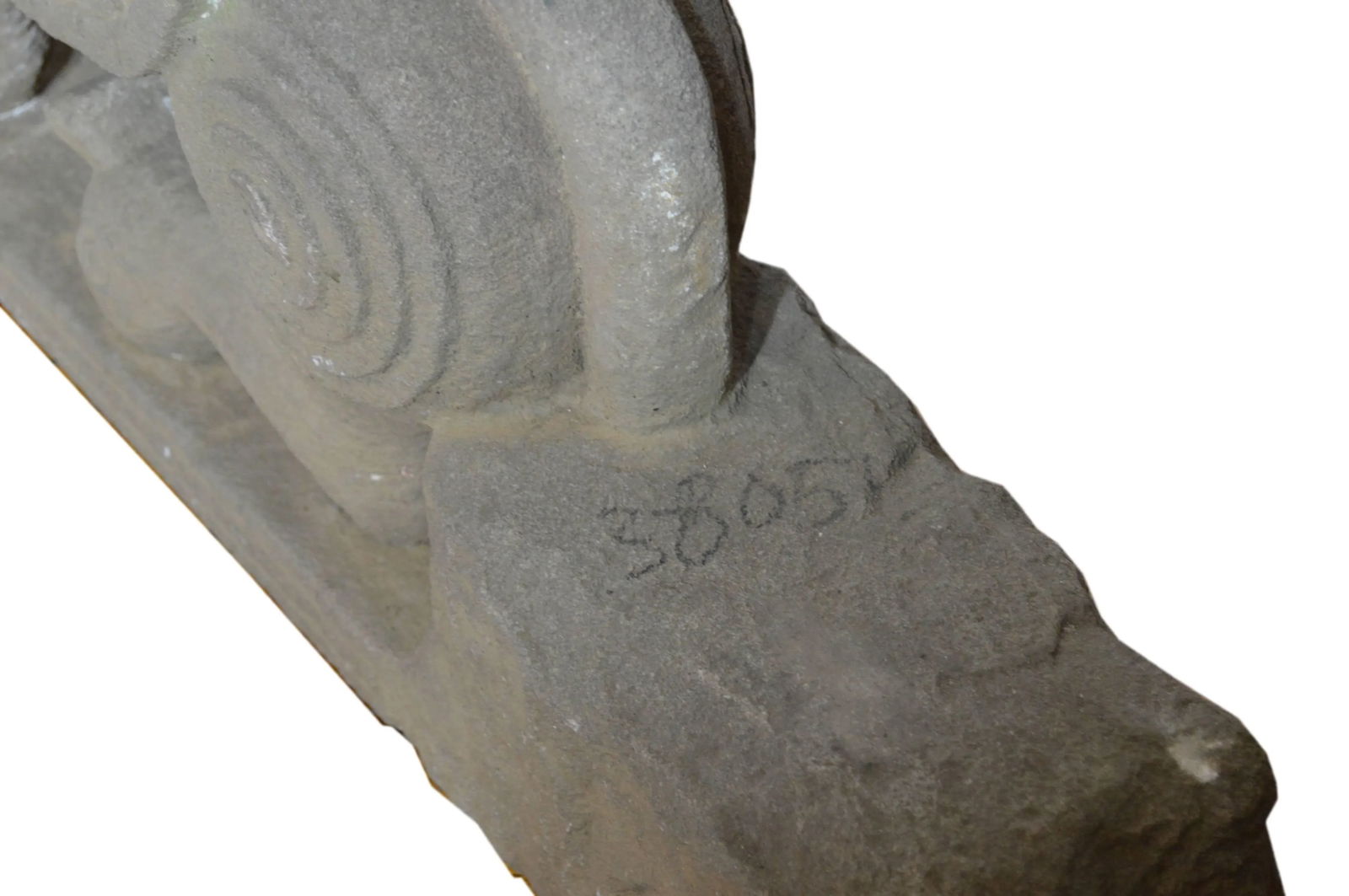 Indian Hand-Carved 19th Century Stone Sphinx Sculpture with Tiara and Earrings - 4