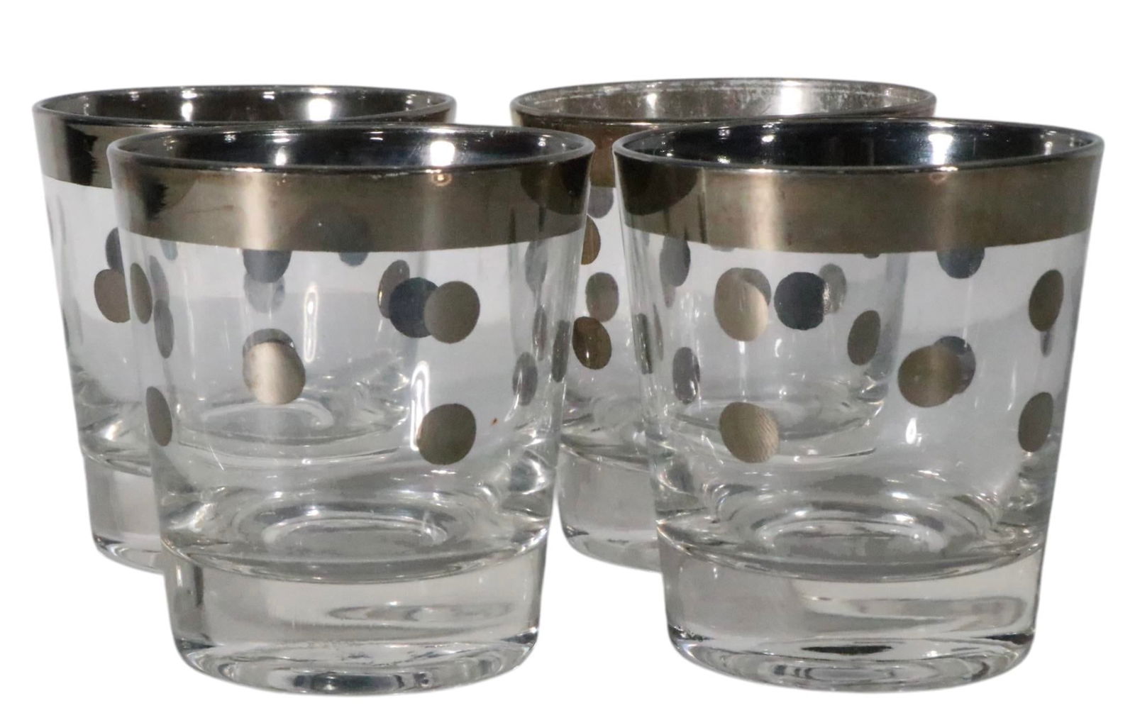 Mid 20th Century Dorothy Thorpe Silver Dot Old Fashioned Glasses- Set of 4 - 2