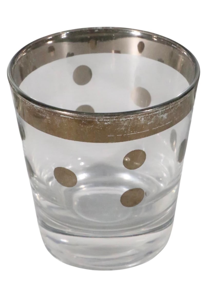 Mid 20th Century Dorothy Thorpe Silver Dot Old Fashioned Glasses- Set of 4 - 5