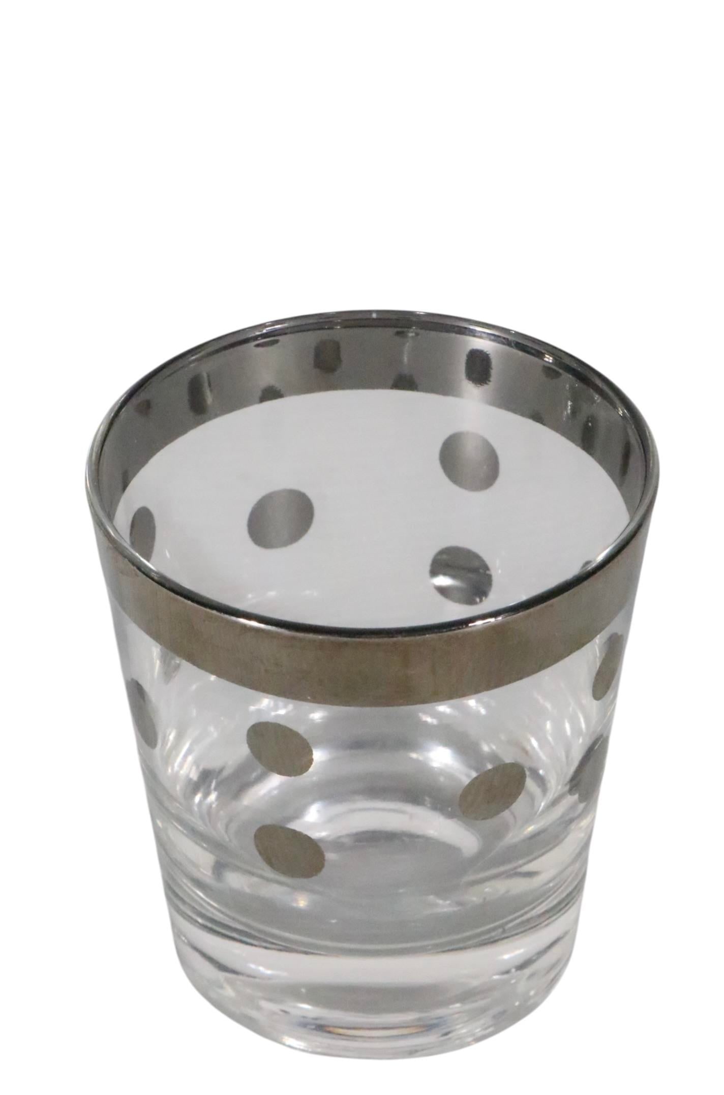 Mid 20th Century Dorothy Thorpe Silver Dot Old Fashioned Glasses- Set of 4 - 8
