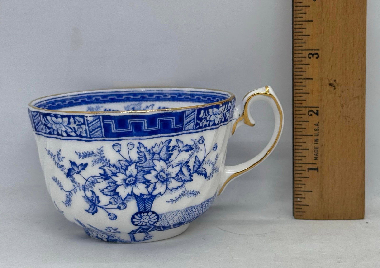 1960s Blue Rhapsody Gladstone Blue Floral Pattern England Bone China Tea Cups- Set of 2 - 11