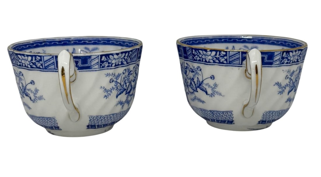 1960s Blue Rhapsody Gladstone Blue Floral Pattern England Bone China Tea Cups- Set of 2 - 5