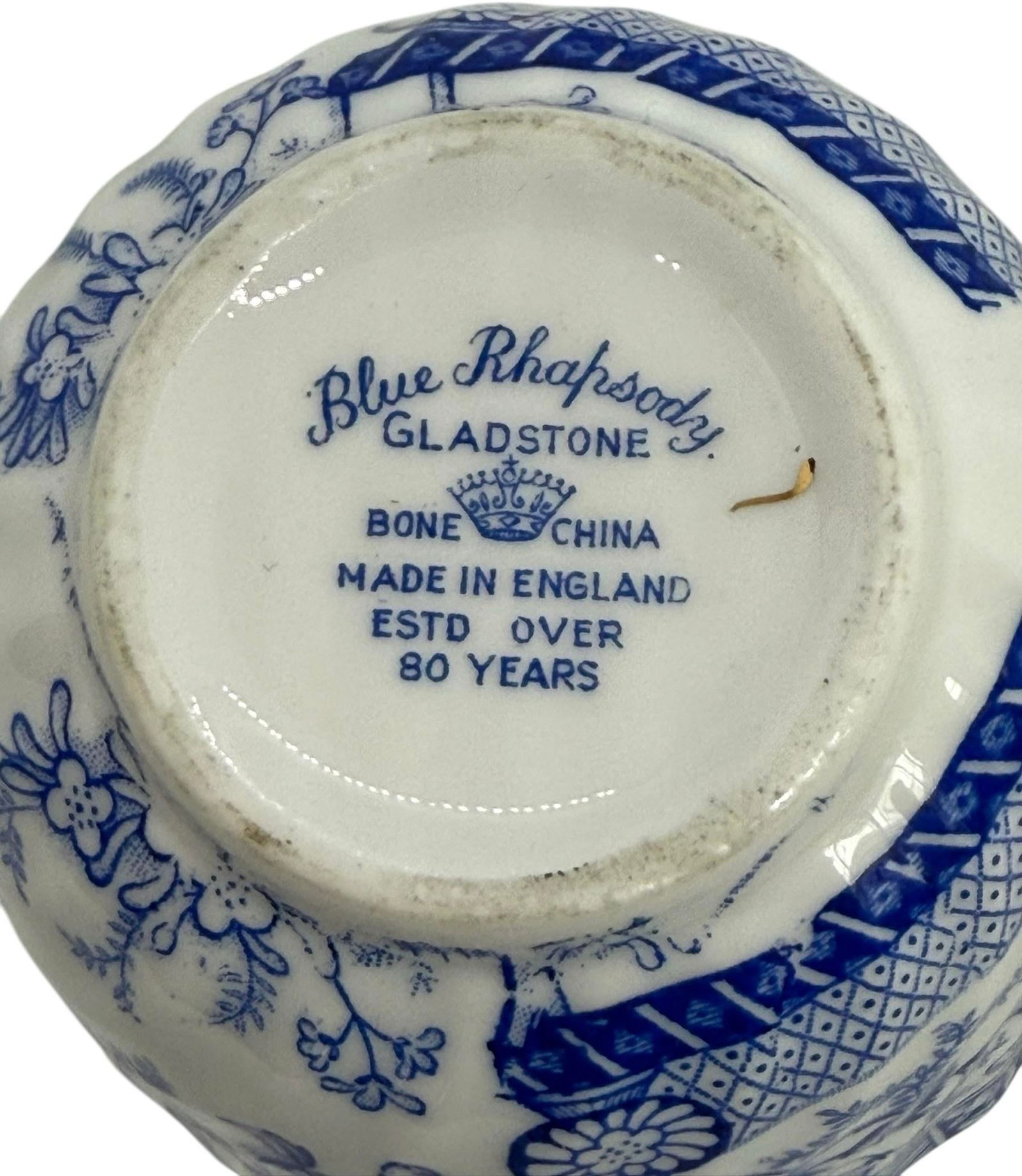 1960s Blue Rhapsody Gladstone Blue Floral Pattern England Bone China Tea Cups- Set of 2 - 9