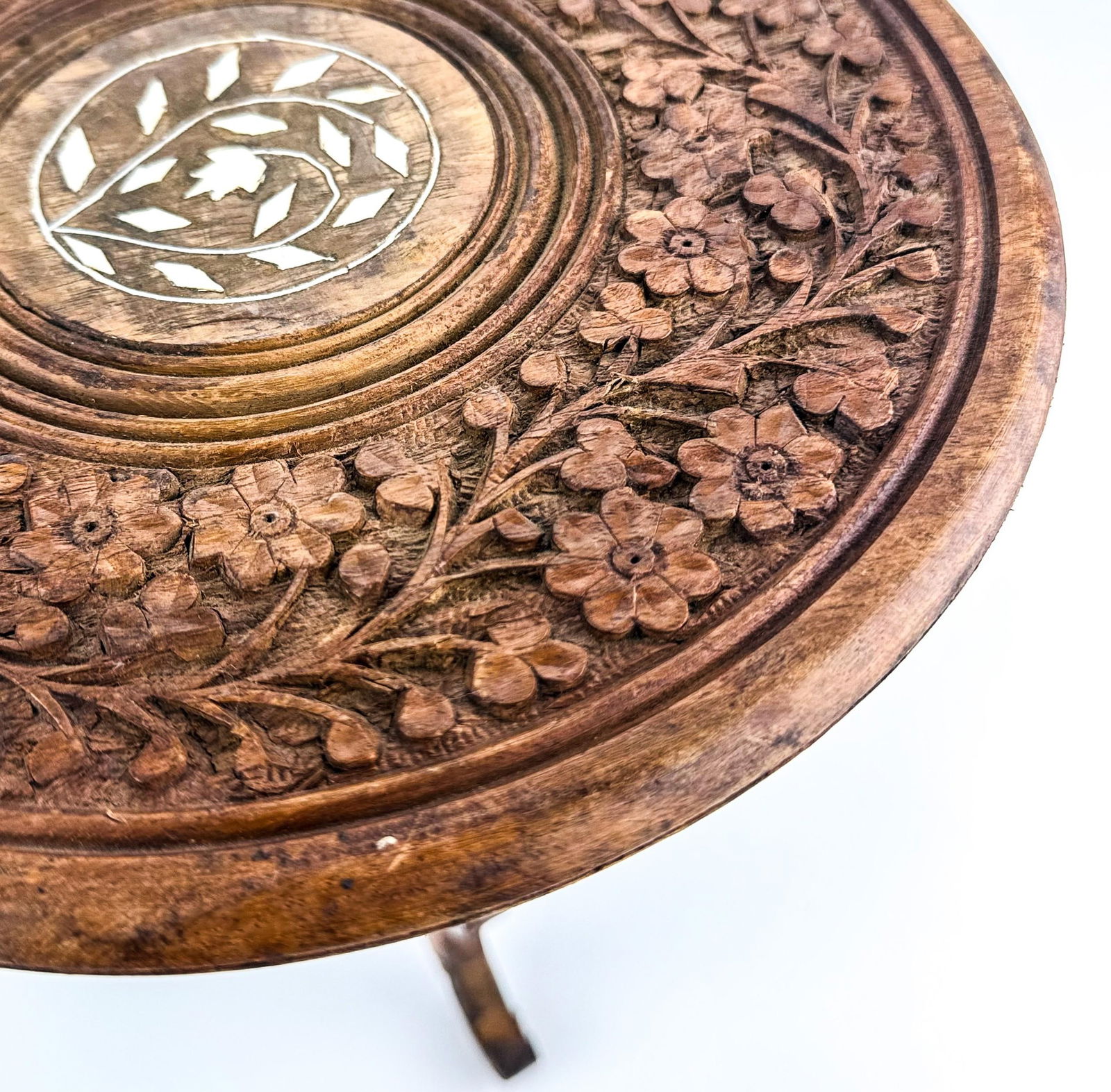Hand-Carved Indian Sandalwood Display Table - 4