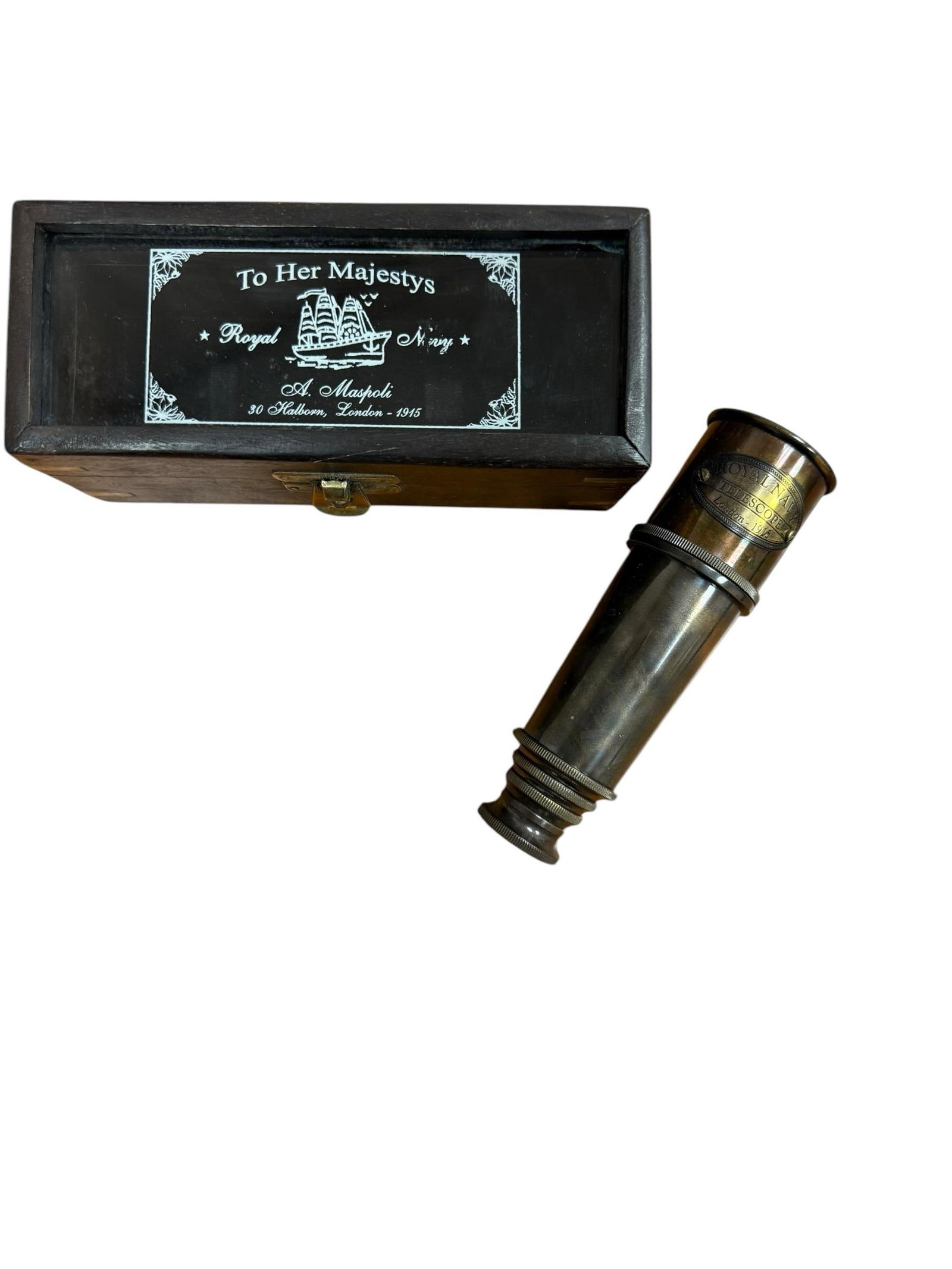 Vintage Maritime Royal Navy Brass Telescope - 10