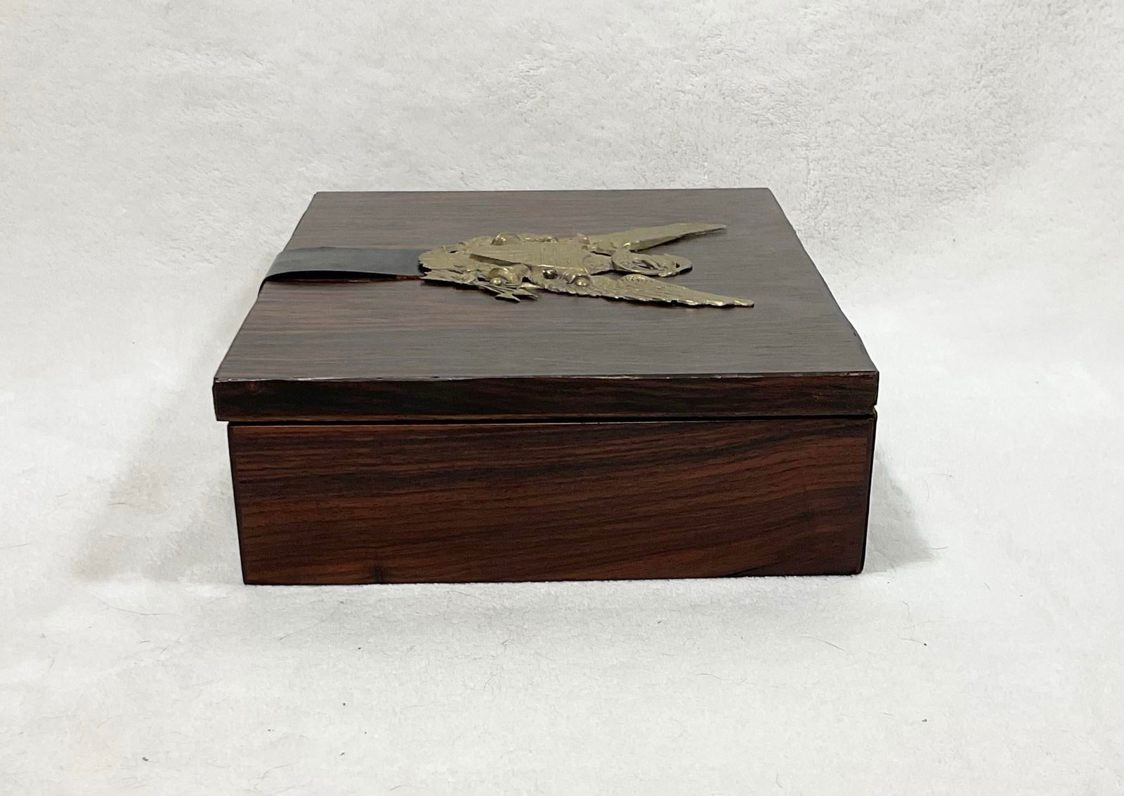 Vintage West Germany Rosewood & Brass Jewelry Box Storage Organizer Men's Gift Trinket Box, Circa - 4