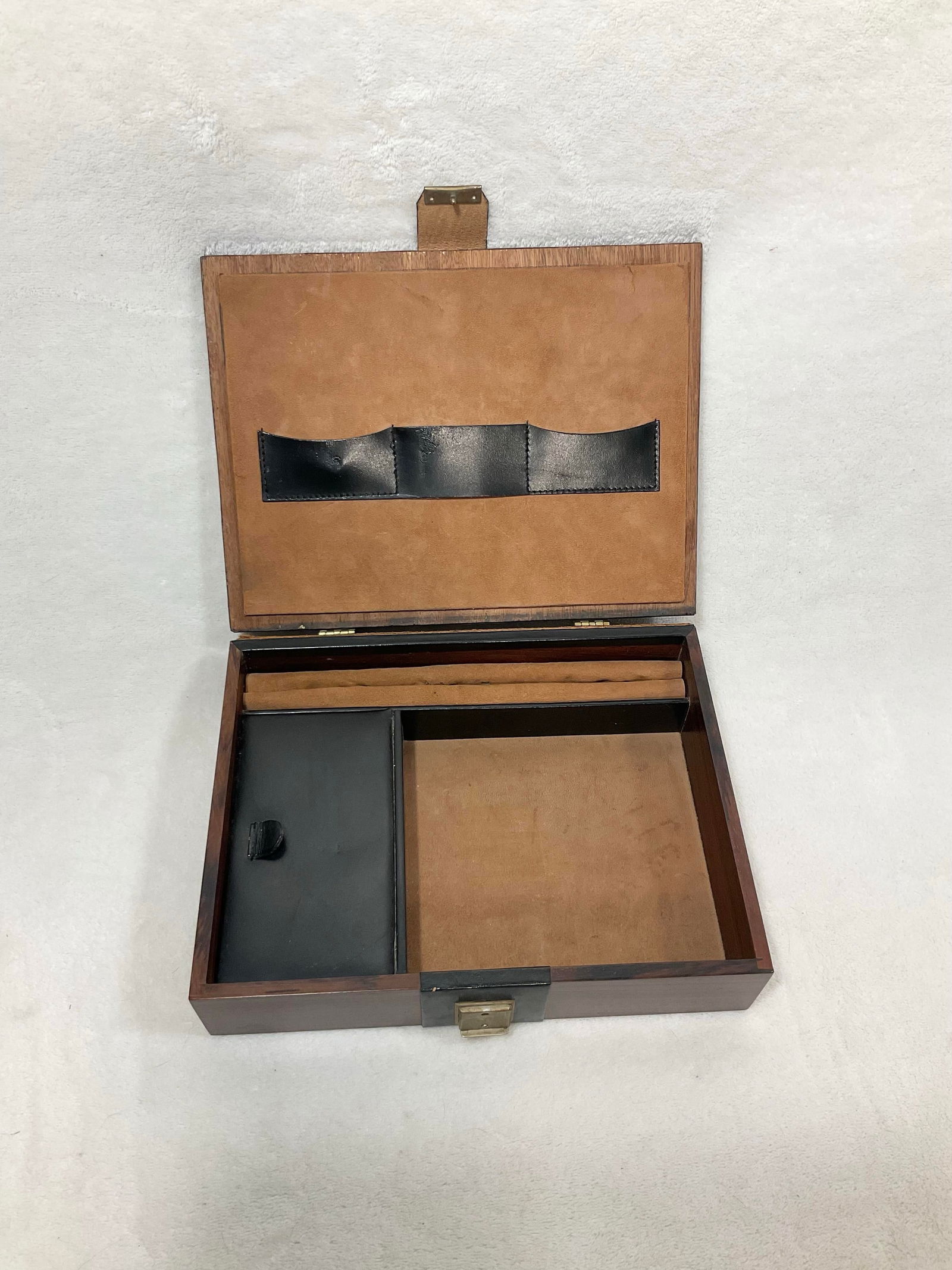 Vintage West Germany Rosewood & Brass Jewelry Box Storage Organizer Men's Gift Trinket Box, Circa - 6