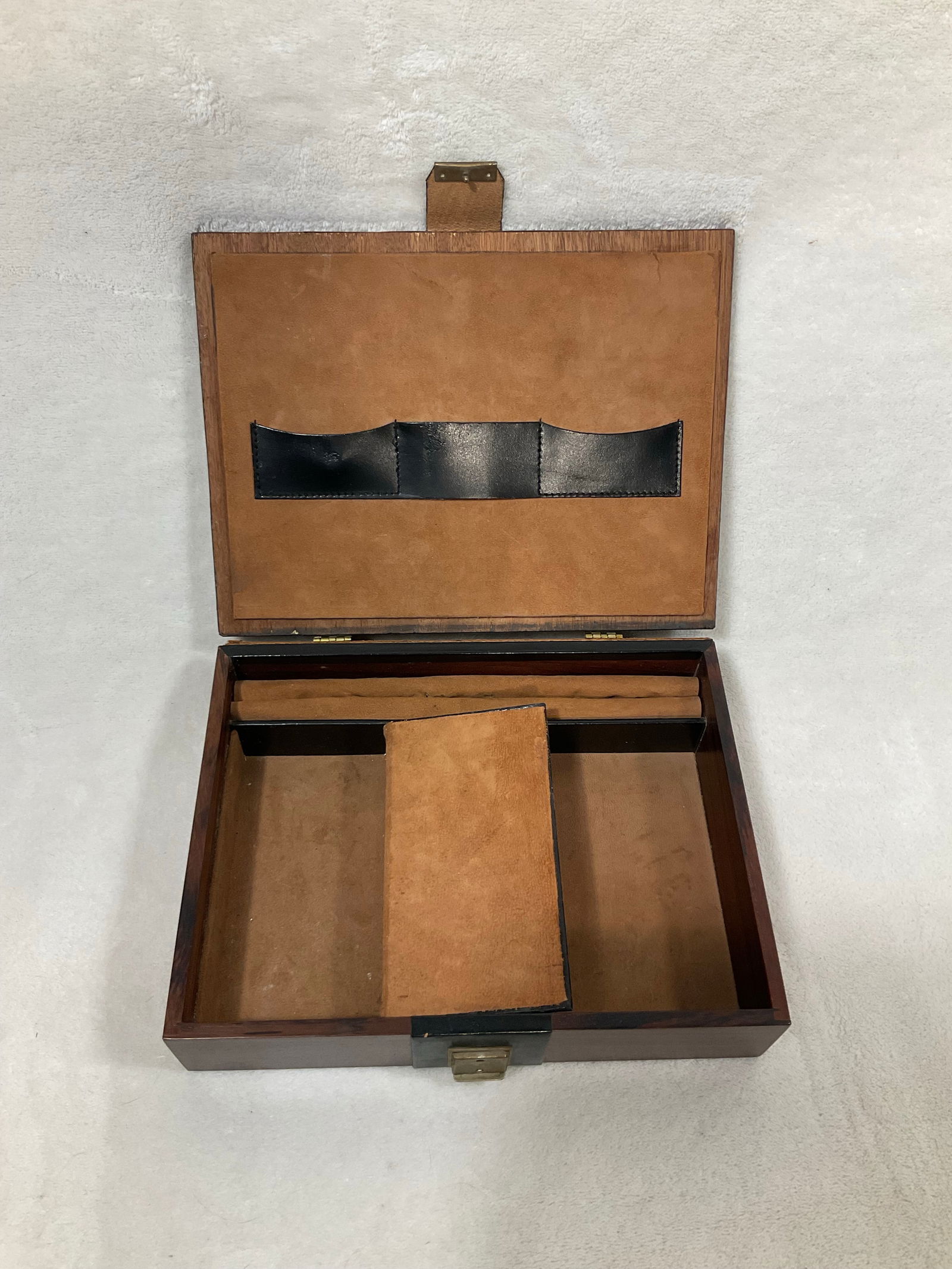 Vintage West Germany Rosewood & Brass Jewelry Box Storage Organizer Men's Gift Trinket Box, Circa - 7