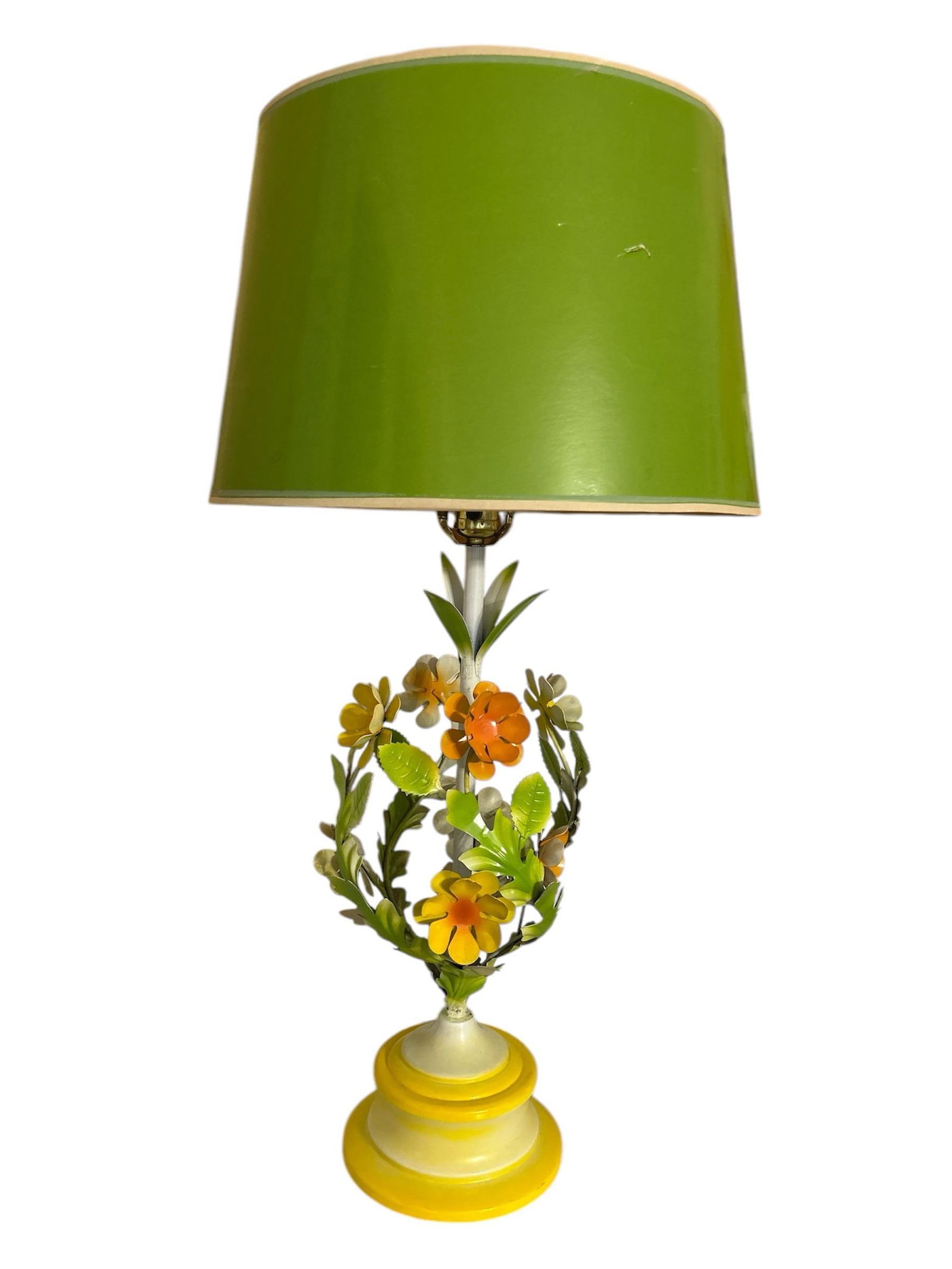 1960's Floral Tole Table Lamp - 7