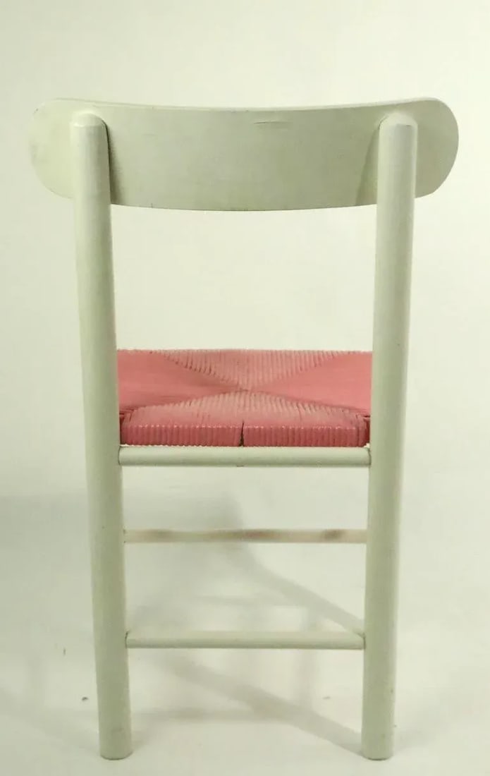 Shabby Boho Chic Rush Seat Ladder Back Chair With Bubblegum Pink Seat - 11