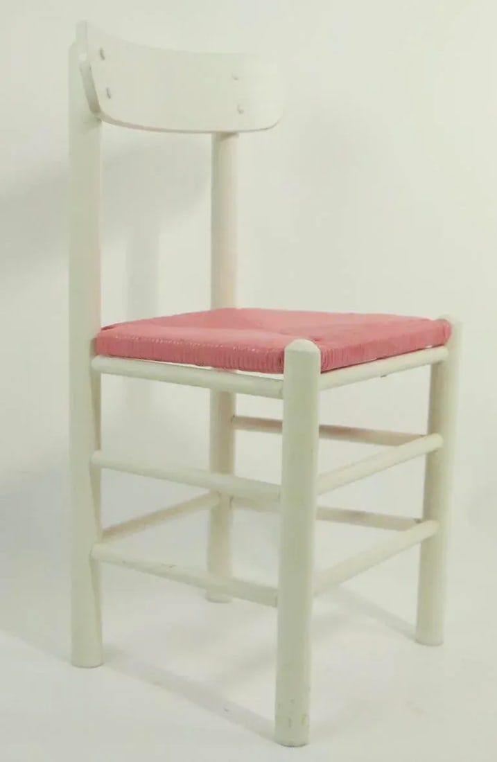 Shabby Boho Chic Rush Seat Ladder Back Chair With Bubblegum Pink Seat - 3