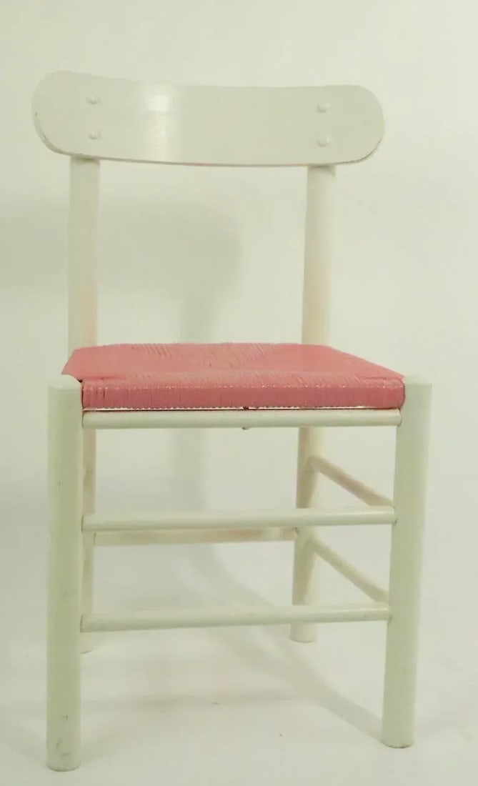 Shabby Boho Chic Rush Seat Ladder Back Chair With Bubblegum Pink Seat - 8