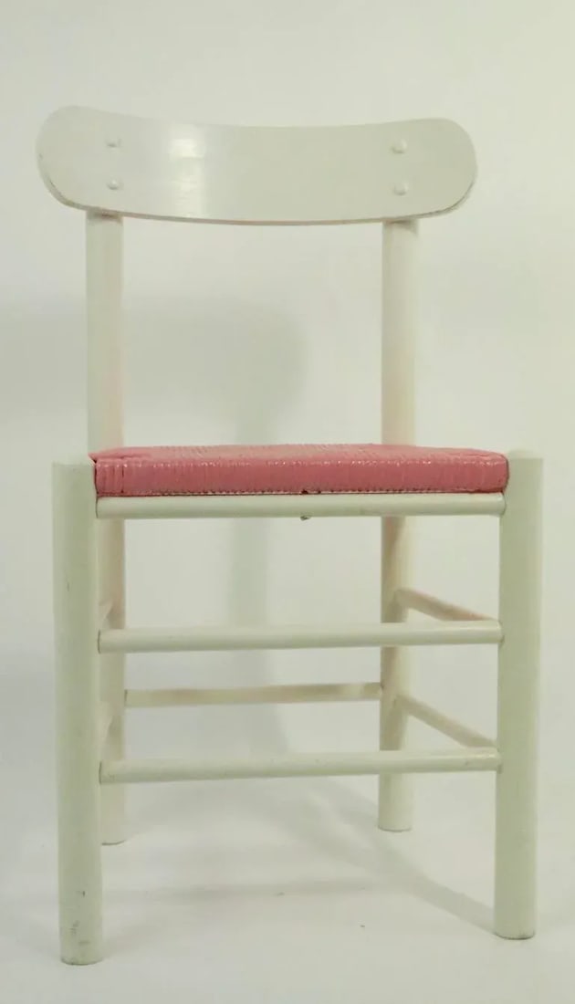 Shabby Boho Chic Rush Seat Ladder Back Chair With Bubblegum Pink Seat - 9