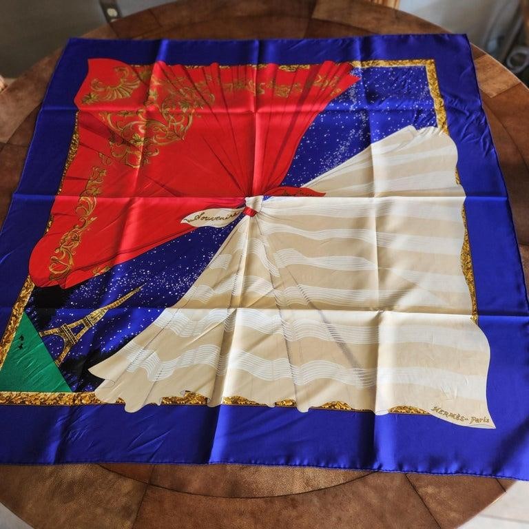 1980s HermÃ¨s Silk Scarf Hilton McConnico Souvenirs De Paris Boxed - 7