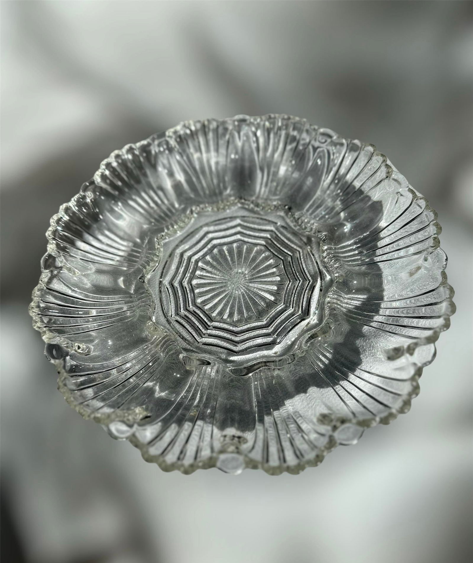 Vintage Anchor Hocking Glass Egg Oyster Serving Plate - 5