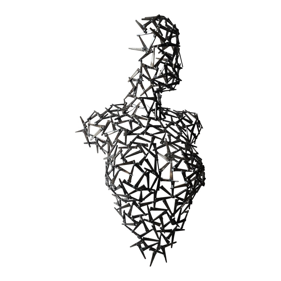 Corey Ellis Life Size Metal Sculpture: Corey Ellis metal sculpture of a woman composed of masonry nails and life size. Condition: Alterations: Original Condition Unaltered Imperfections: Some Imperfections Condition Notes: This is in