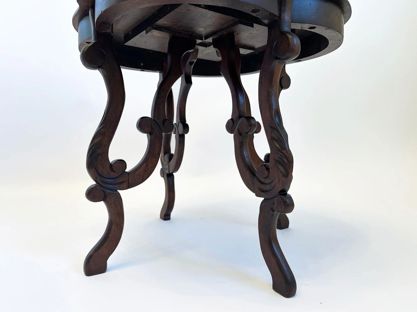 1920s Antique Victorian Dark Stain Carved Wood Tray Cocktail Table - 3