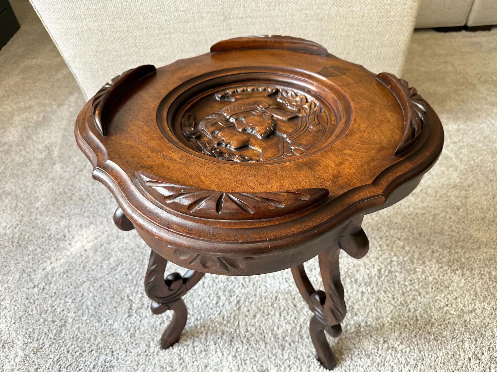 1920s Antique Victorian Dark Stain Carved Wood Tray Cocktail Table - 8