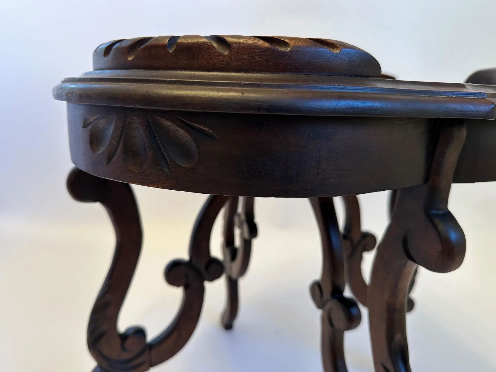 1920s Antique Victorian Dark Stain Carved Wood Tray Cocktail Table - 9