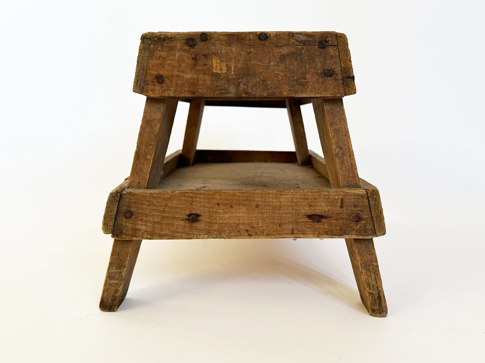 1930s Antique Primitive Distressed Wood Milking Stool - 3