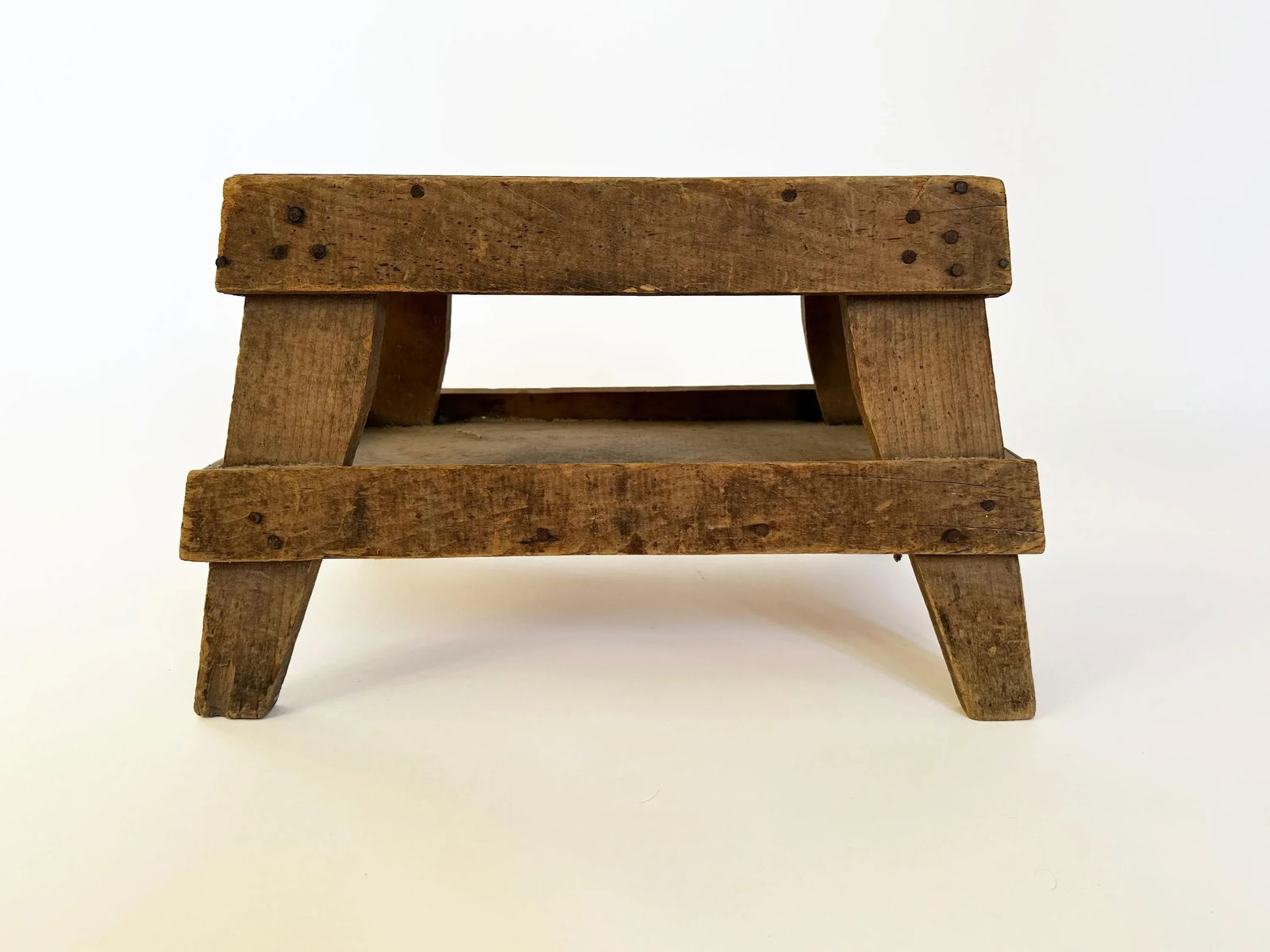 1930s Antique Primitive Distressed Wood Milking Stool - 4