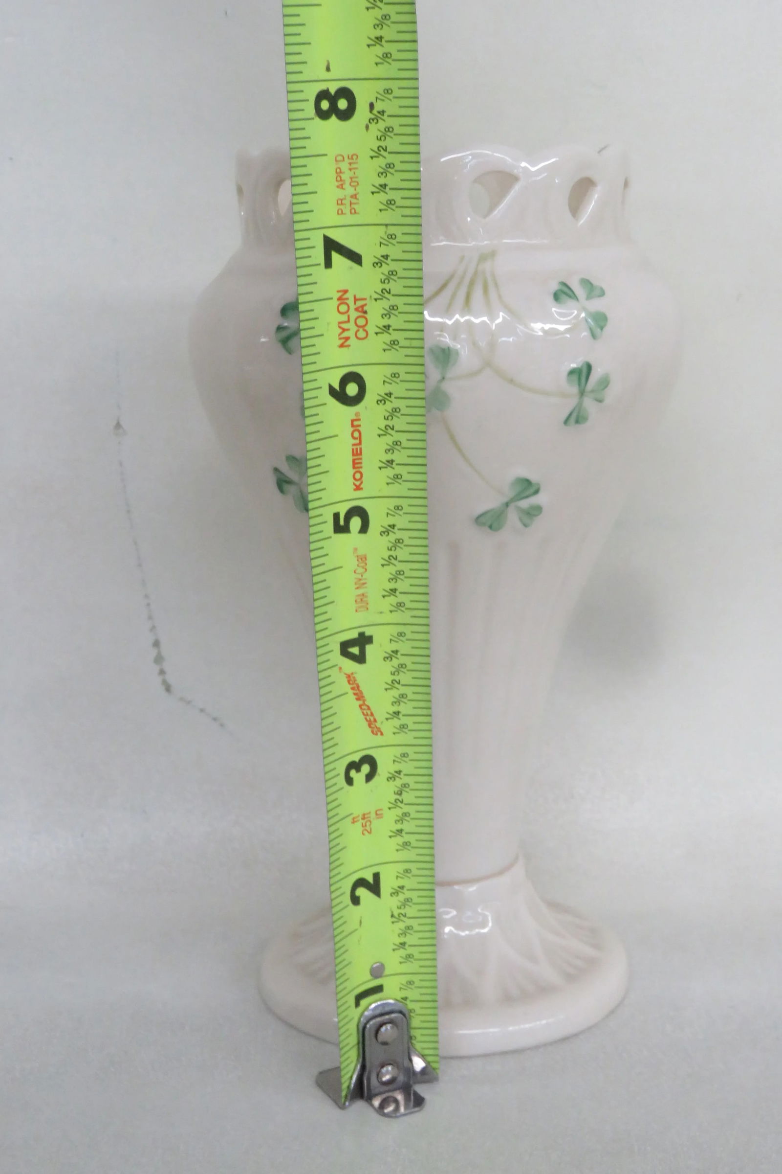Belleek Ireland Porcelain Shamrock Tall Scalloped Vase 4395b - 4