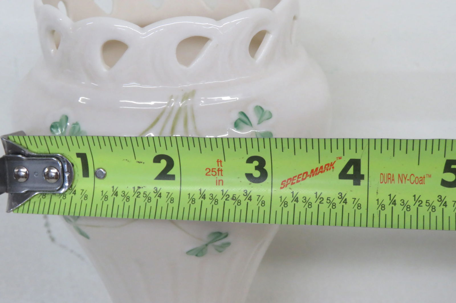 Belleek Ireland Porcelain Shamrock Tall Scalloped Vase 4395b - 6