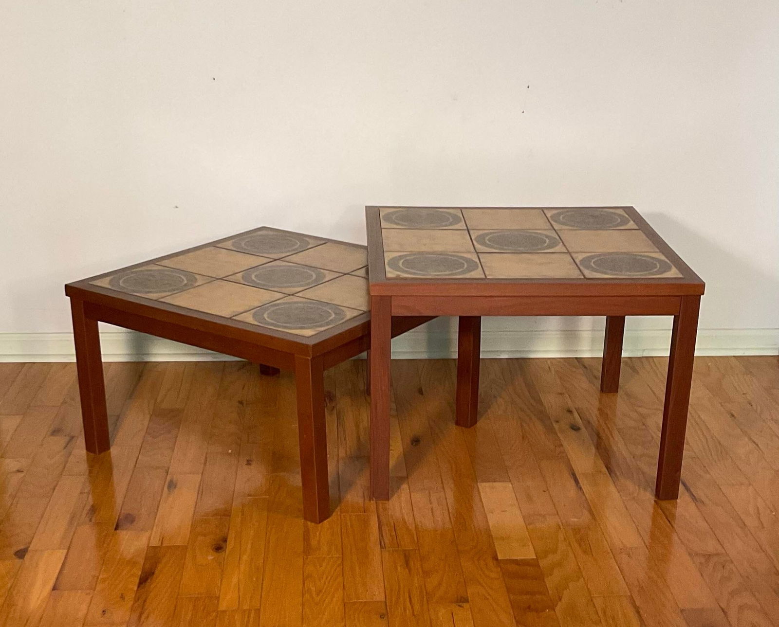 Pair of Danish Modern Tiled-Top Teak Square End Tables, Circa 1970s - 3