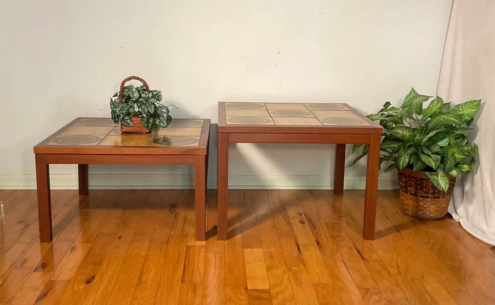 Pair of Danish Modern Tiled-Top Teak Square End Tables, Circa 1970s - 4