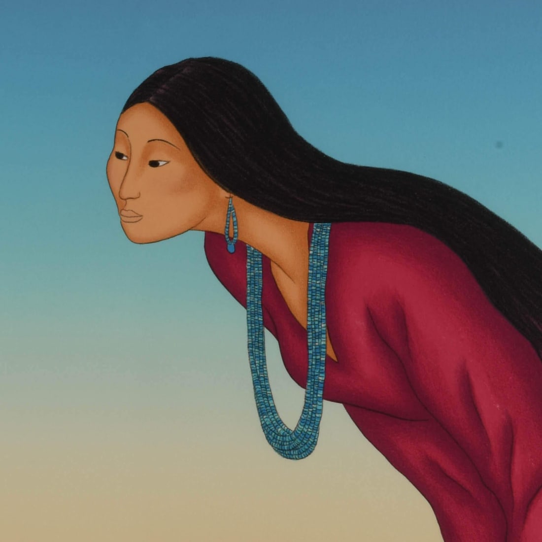 Framed Signed R C Gorman Limited-Edition 54/150 Lithograph "Tulip Tree" - 3