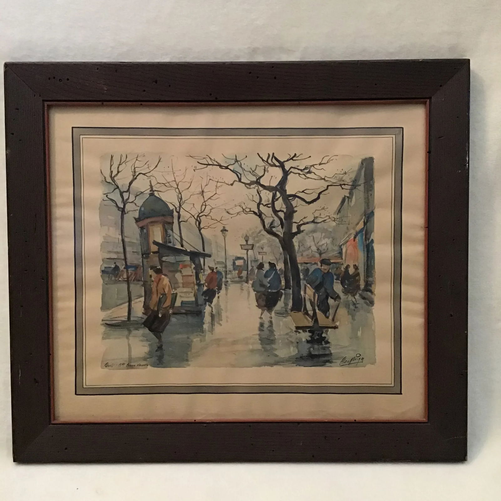 Vintage Paris Boulevard Bonne Nouvelle Watercolor Painting - 13