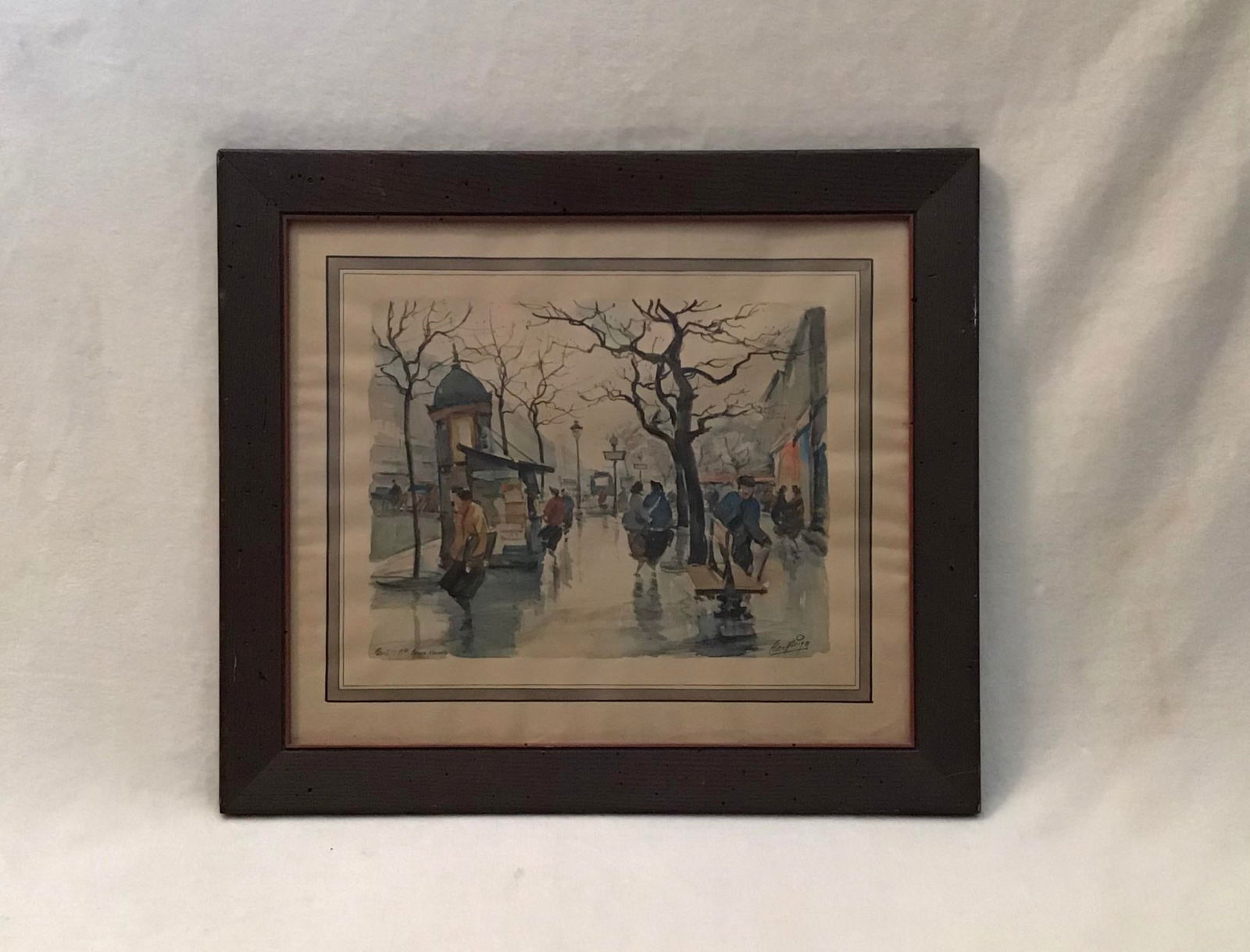 Vintage Paris Boulevard Bonne Nouvelle Watercolor Painting - 2