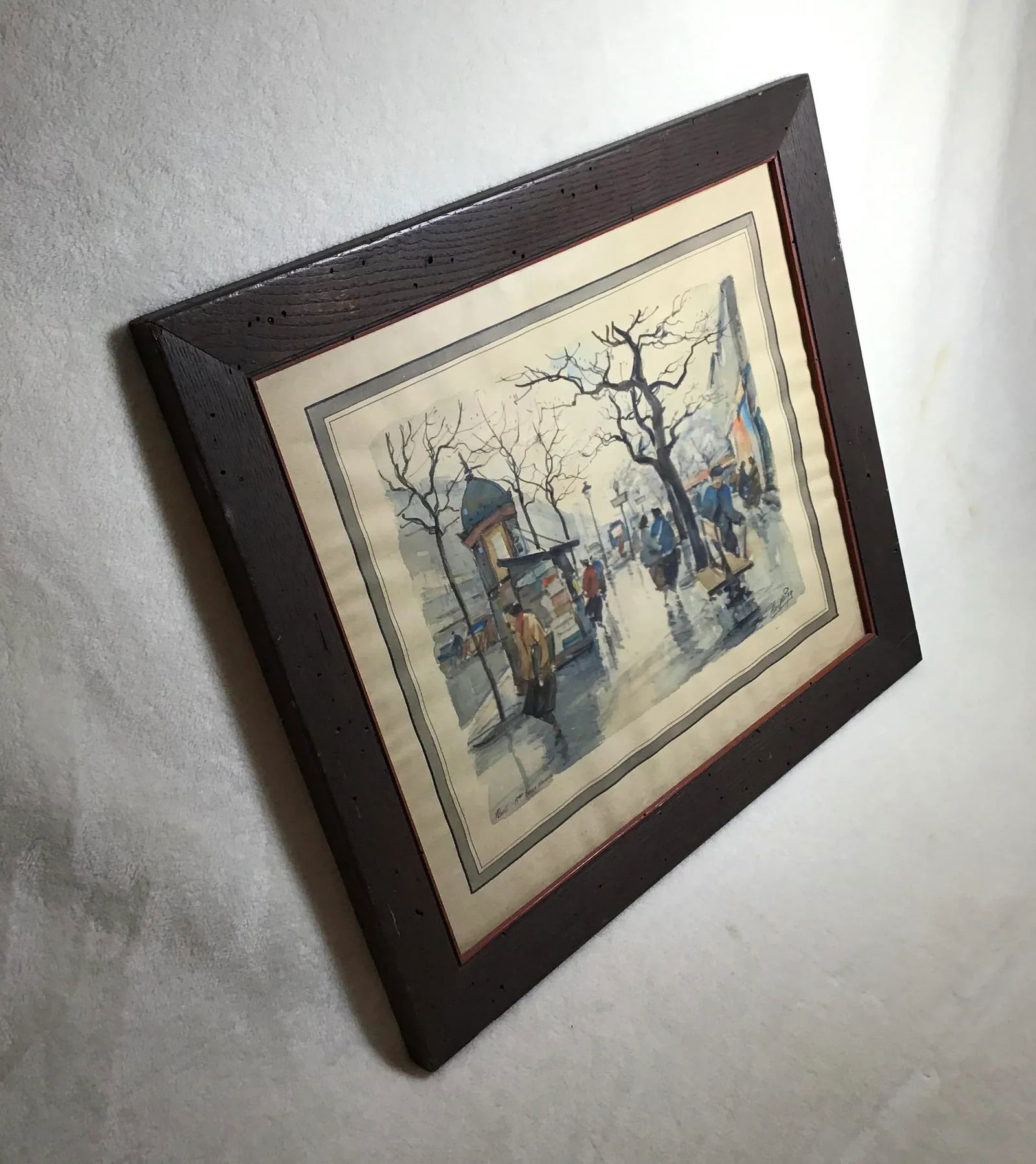 Vintage Paris Boulevard Bonne Nouvelle Watercolor Painting - 4