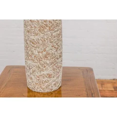 Earthy Brown and Cream Ceramic Vase with Energetic Dripping DÃ©cor - 12