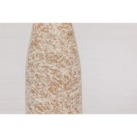 Earthy Brown and Cream Ceramic Vase with Energetic Dripping DÃ©cor - 2