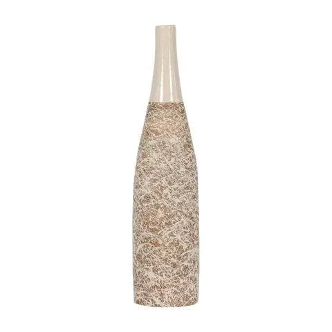 Earthy Brown and Cream Ceramic Vase with Energetic Dripping DÃ©cor - 5