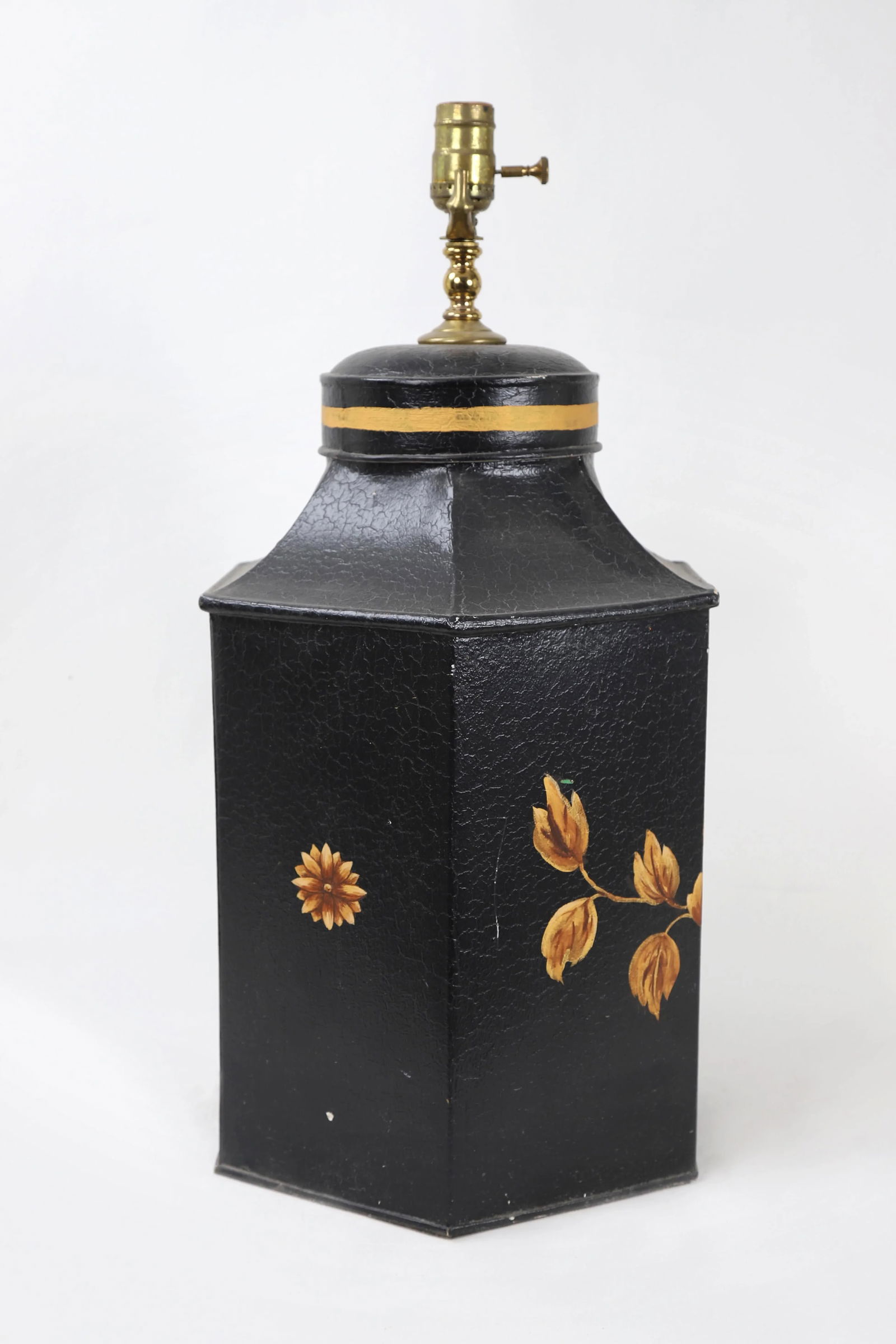 1970s Hexagonal Tole English Tea Caddy Lamp No.1 Sun & Musical Instruments - 5
