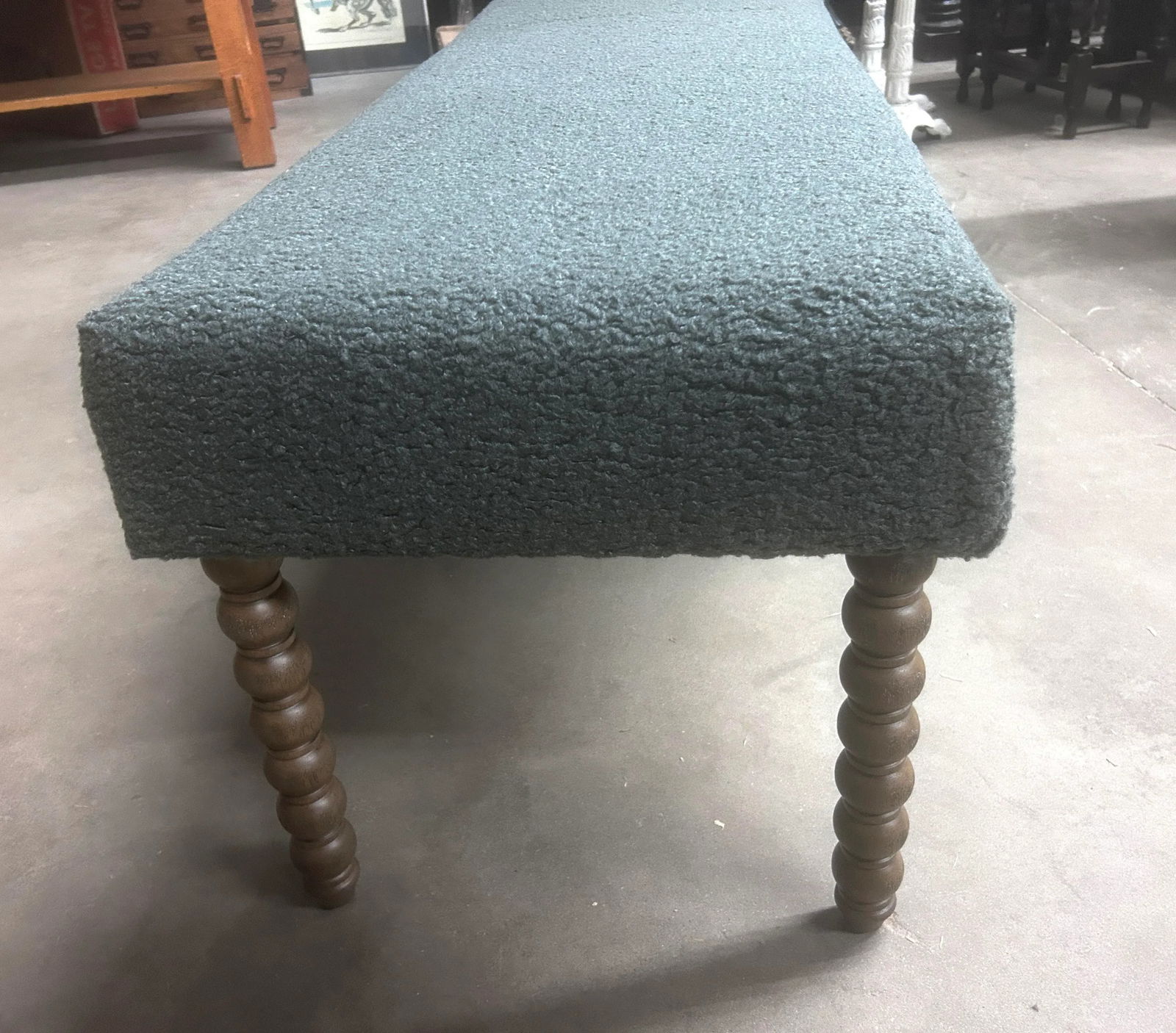 Vintage Lee Industries Sherpa Coal Upholstered Bench - 7
