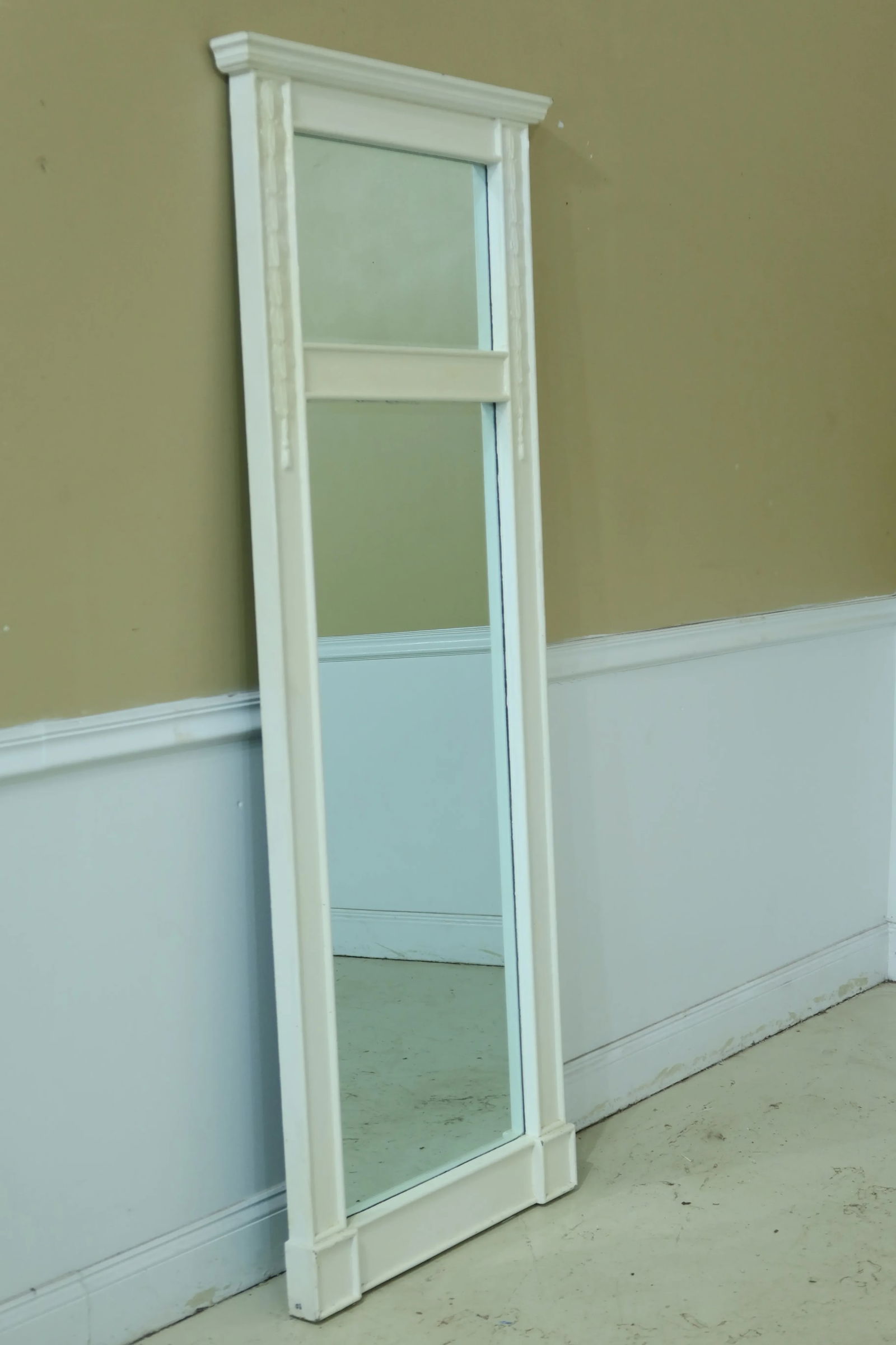 Beveled Glass 2 Panel White Painted Mirror - 2
