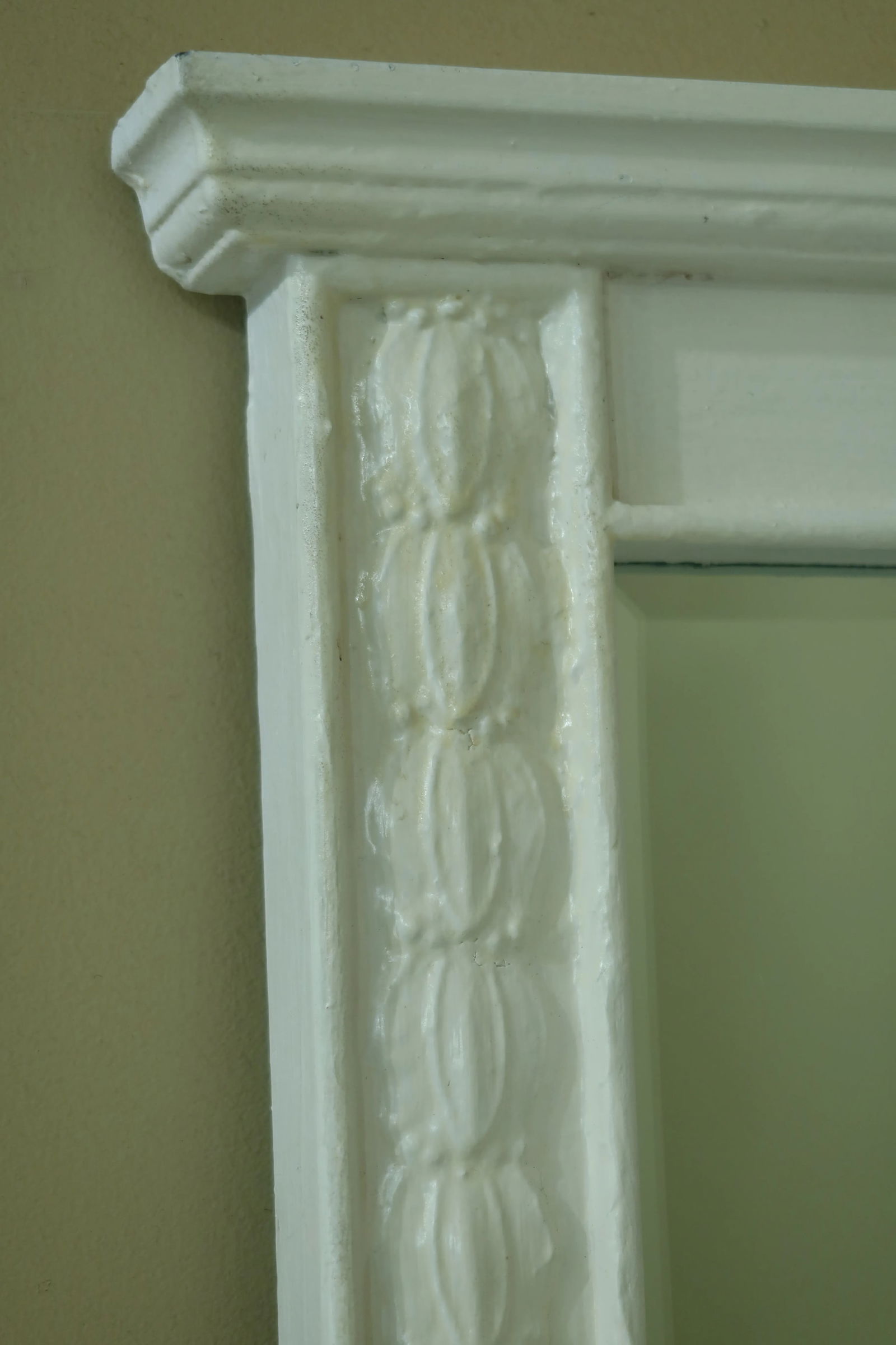 Beveled Glass 2 Panel White Painted Mirror - 3